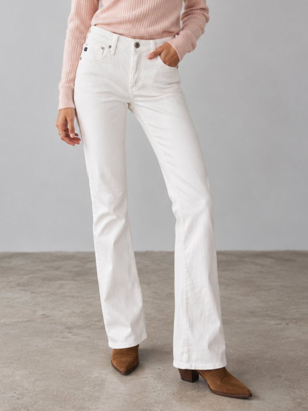 AG ADRIANO GOLDSCHMIED The Ballad White Slim Bootcut Stretch Jeans Size 26R EUC